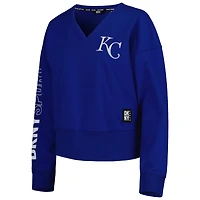 Women's DKNY Sport Royal Kansas City Royals Lily V-Neck Pullover Sweatshirt
