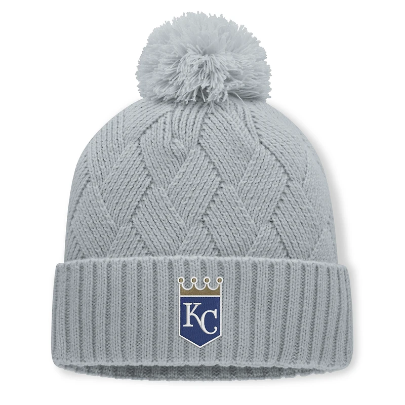 Women's Fanatics Gray Kansas City Royals Shifted Knit Hat with Pom
