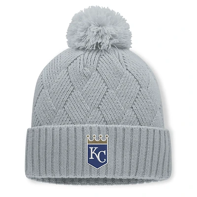Women's Fanatics Gray Kansas City Royals Shifted Knit Hat with Pom