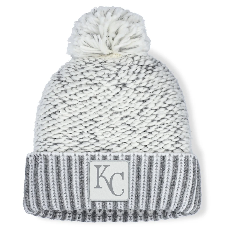 Pull à revers et pompon en tricot gris chiné pour femme Fanatics des Royals de Kansas City