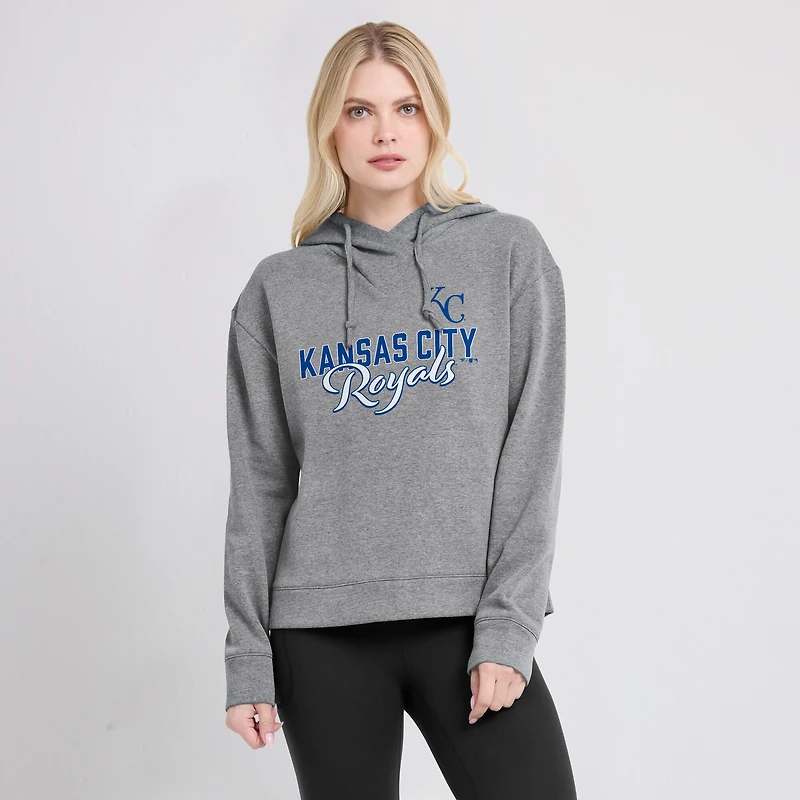 Sweat à capuche léger Fanatics Heather Grey Kansas City Royals Script Favorite pour femmes