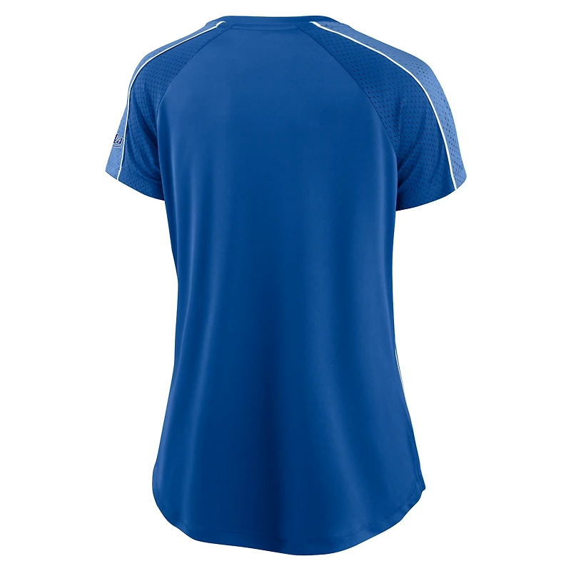 Fanatics pour femmes Royal/Bleu clair Kansas City Royals True Classic League Diva Pinstripe Raglan T-shirt à col en V