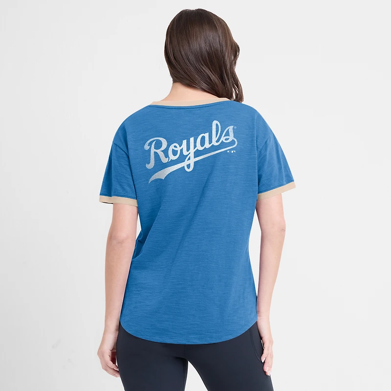 Women's Fanatics Royal Kansas City Royals Binge Worthy Stadium Slub V-Neck T-Shirt
