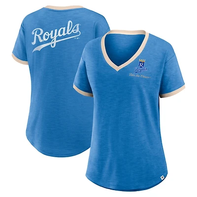 Women's Fanatics Royal Kansas City Royals Binge Worthy Stadium Slub V-Neck T-Shirt