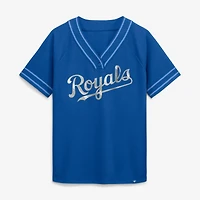 T-shirt raglan à col en V Fanatics Royal Kansas City Royals Diva Race Ahead pour femmes