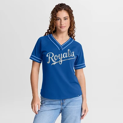 Women's Fanatics Royal Kansas City Royals Diva Race Ahead Raglan V-Neck T-Shirt