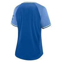 Women's Fanatics Royal Kansas City Royals Glitz & Glam League Diva Raglan V-Neck T-Shirt