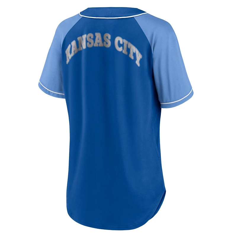 Women's Fanatics Royal Kansas City Royals Ultimate Style Raglan V-Neck T-Shirt