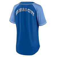 Women's Fanatics Royal Kansas City Royals Ultimate Style Raglan V-Neck T-Shirt