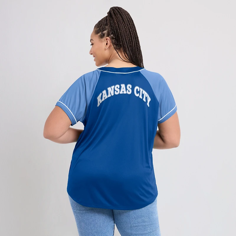 Women's Fanatics Royal Kansas City Royals Ultimate Style Raglan V-Neck T-Shirt