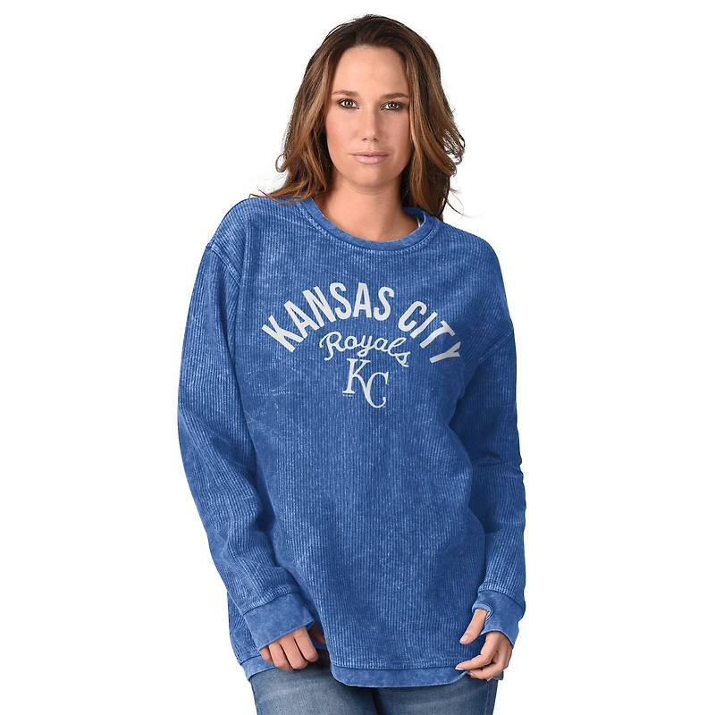 Sweat-shirt confortable en velours côtelé G-III 4Her de Carl Banks Royal Kansas City Royals pour femme