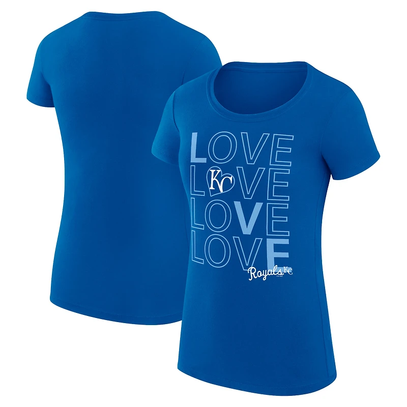 Women's G-III 4Her by Carl Banks Royal Kansas City Royals Super-Slim Fit Lightweight Love Graphic Team T-Shirt