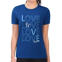 Women's G-III 4Her by Carl Banks Royal Kansas City Royals Super-Slim Fit Lightweight Love Graphic Team T-Shirt