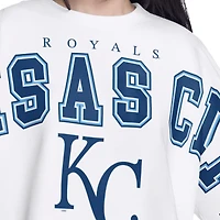 Women's G-III 4Her by Carl Banks White Kansas City Royals Bleachers Cropped Pullover Sweatshirt