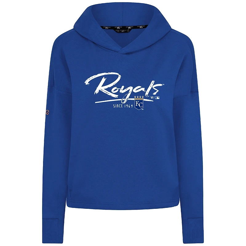 Sweat à capuche court trois bandes Levelwear Royal Kansas City Royals Accolade Sweet Express pour femme