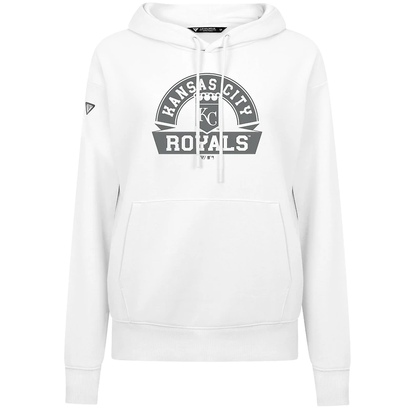 Women's Levelwear White Kansas City Royals Adorn Banner Arch Pullover Hoodie