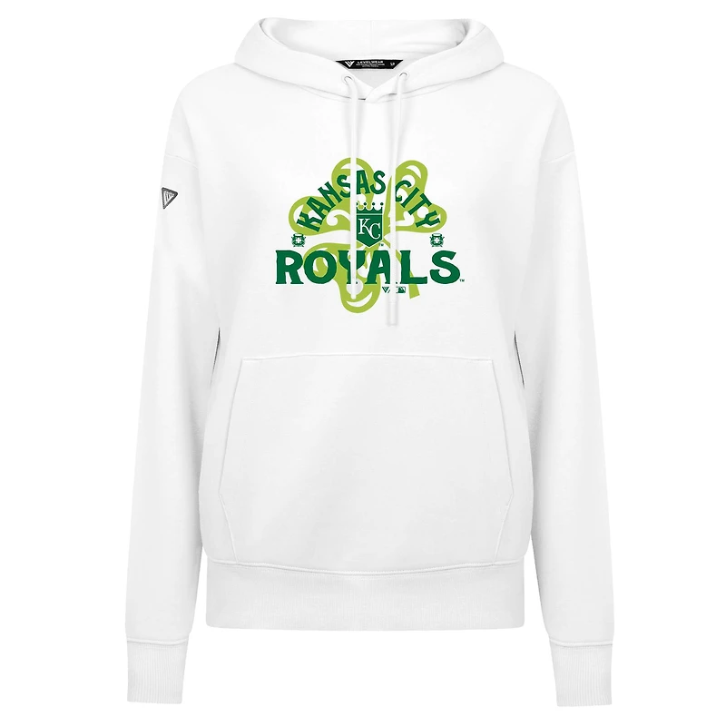 Sweat à capuche blanc imprimé trèfle de la Saint-Patrick des Kansas City Royals pour femme Levelwear