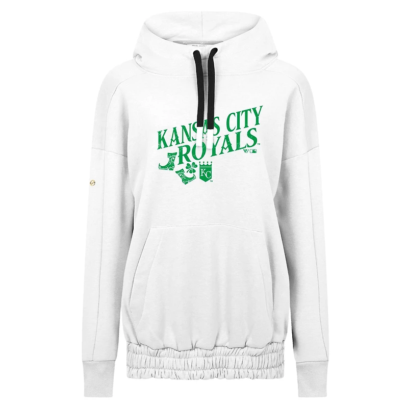 Sweat à capuche blanc pour femme avec bottes en cascade la Saint-Patrick des Kansas City Royals