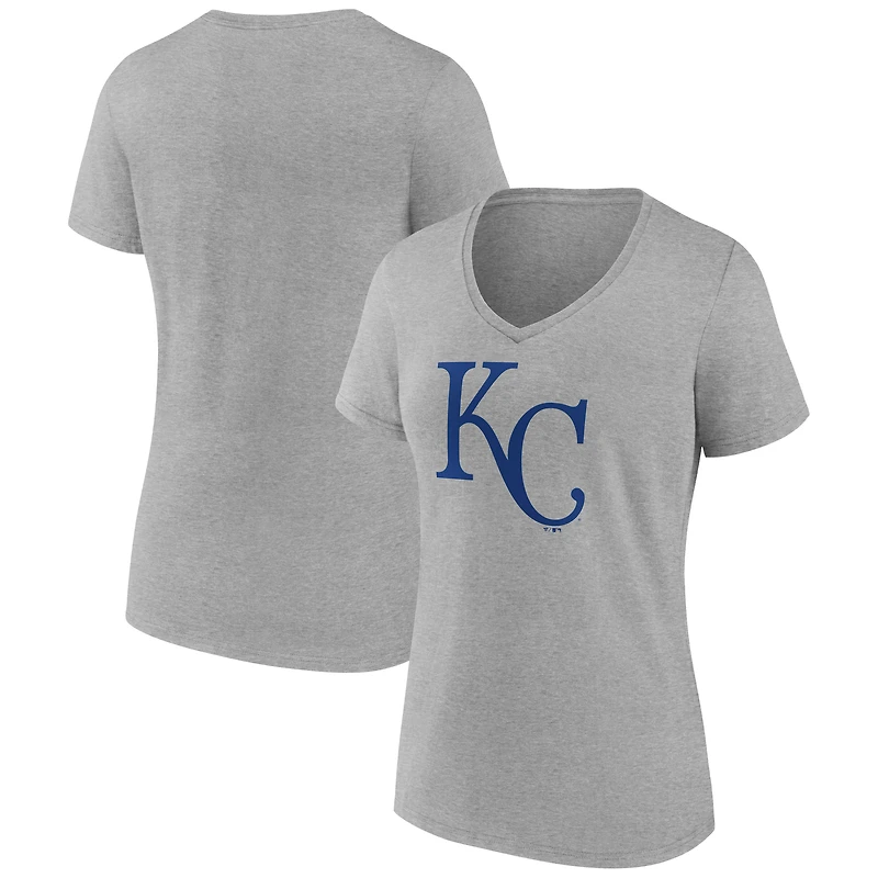 Women's Logo Athletic Gray Kansas City Royals Official V-Neck T-Shirt