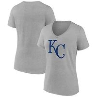 Women's Logo Athletic  Gray Kansas City Royals Official V-Neck T-Shirt