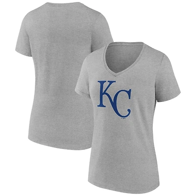Women's Logo Athletic  Gray Kansas City Royals Official V-Neck T-Shirt