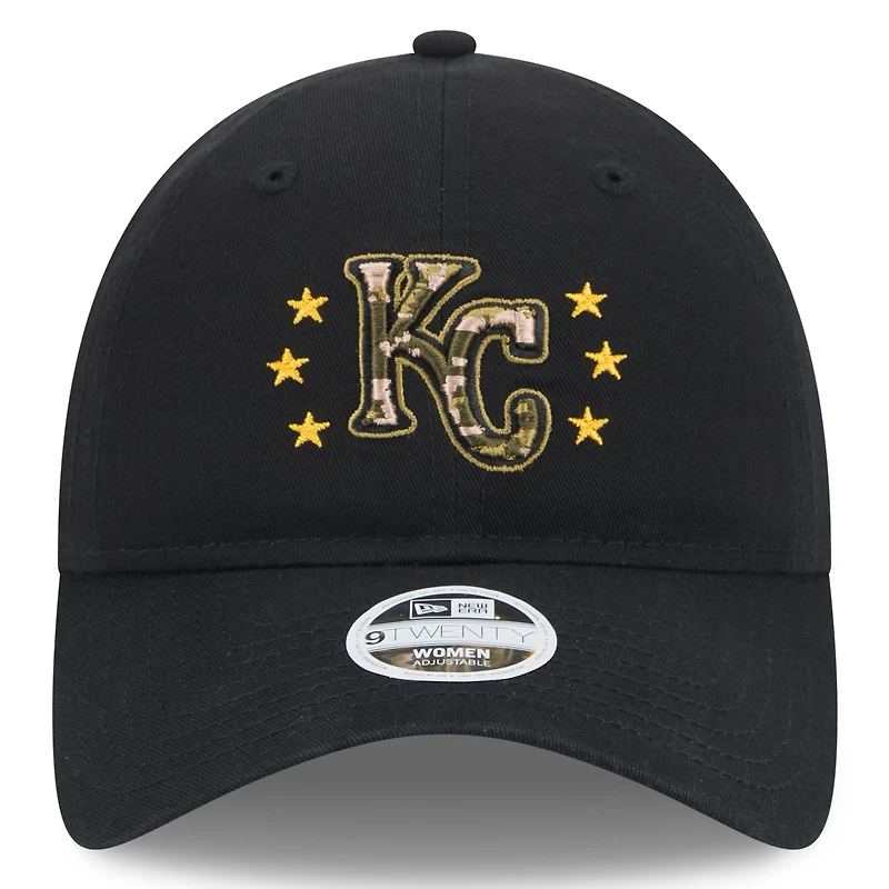 Women's New Era  Black Kansas City Royals 2024 Armed Forces Day 9TWENTY Adjustable Hat