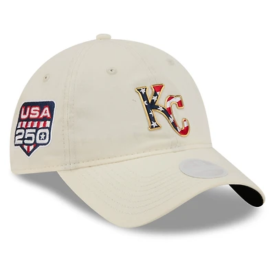 Casquette ajustable New Era crème Kansas City Royals USA 250 Fourth of July 9TWENTY pour femme