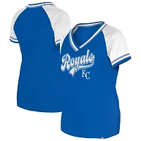 Women's New Era Royal Kansas City Royals Gameday Raglan V-Neck T-Shirt