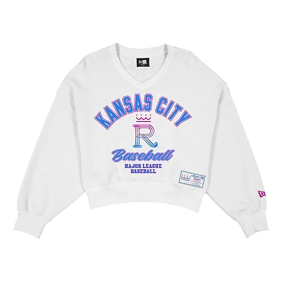 Sweat-shirt à col en V New Era blanc Kansas City Royals 2026 Connect pour femme