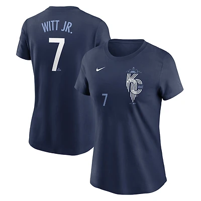 Women's Nike Bobby Witt Jr. Navy Kansas City Royals Connect Fuse Name & Number T-Shirt