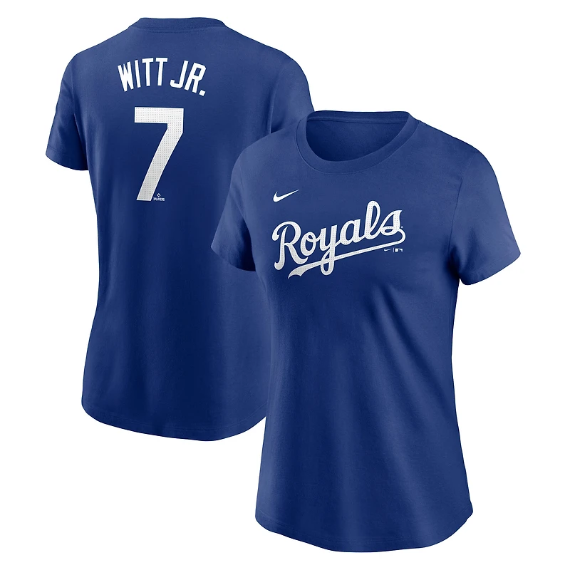 Women's Nike Bobby Witt Jr. Royal Kansas City Royals Cooperstown Collection Fuse Name & Number T-Shirt