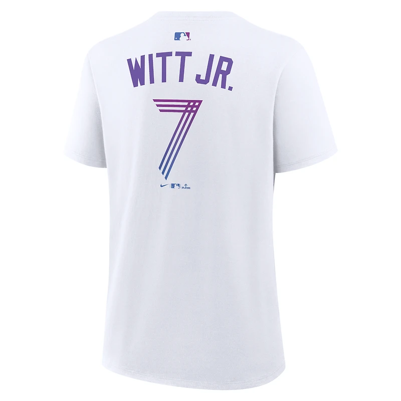 T-shirt Nike Bobby Witt Jr. blanc Kansas City Royals 2026 Connect pour femme, avec nom et numéro