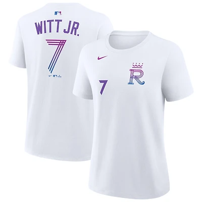 T-shirt Nike Bobby Witt Jr. blanc Kansas City Royals 2026 Connect pour femme, avec nom et numéro