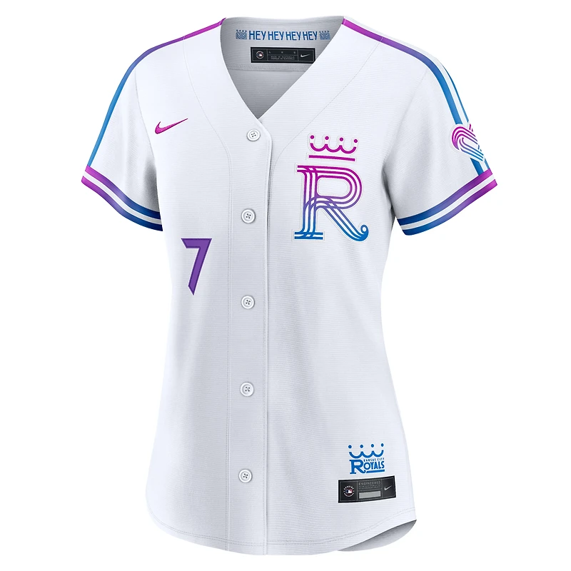Maillot Nike Bobby Witt Jr. blanc Kansas City Royals 2026 Connect Stadium pour femme