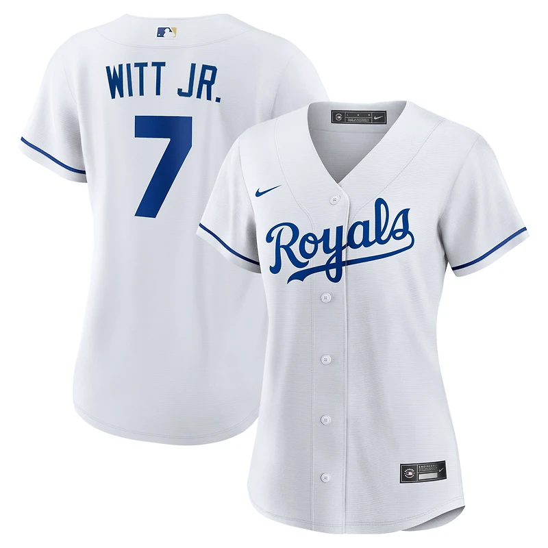 Maillot de joueur réplique à domicile Nike Bobby Witt Jr. pour femme, blanc, Kansas City Royals