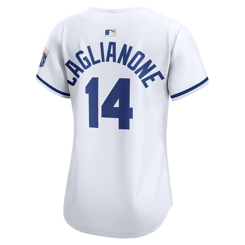 Maillot Nike Jac Caglianone blanc pour femme, édition limitée, domicile des Royals de Kansas City