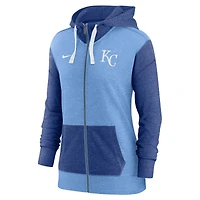 Sweat à capuche entièrement zippé Nike Kansas City Royals pour femme, bleu clair