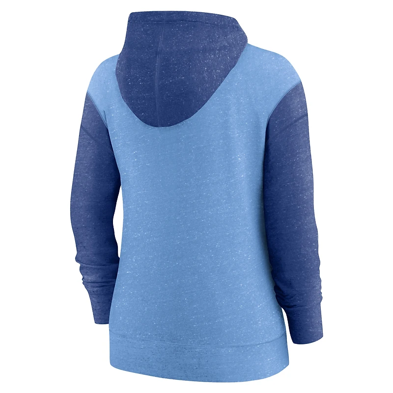 Sweat à capuche entièrement zippé Nike Kansas City Royals pour femme, bleu clair