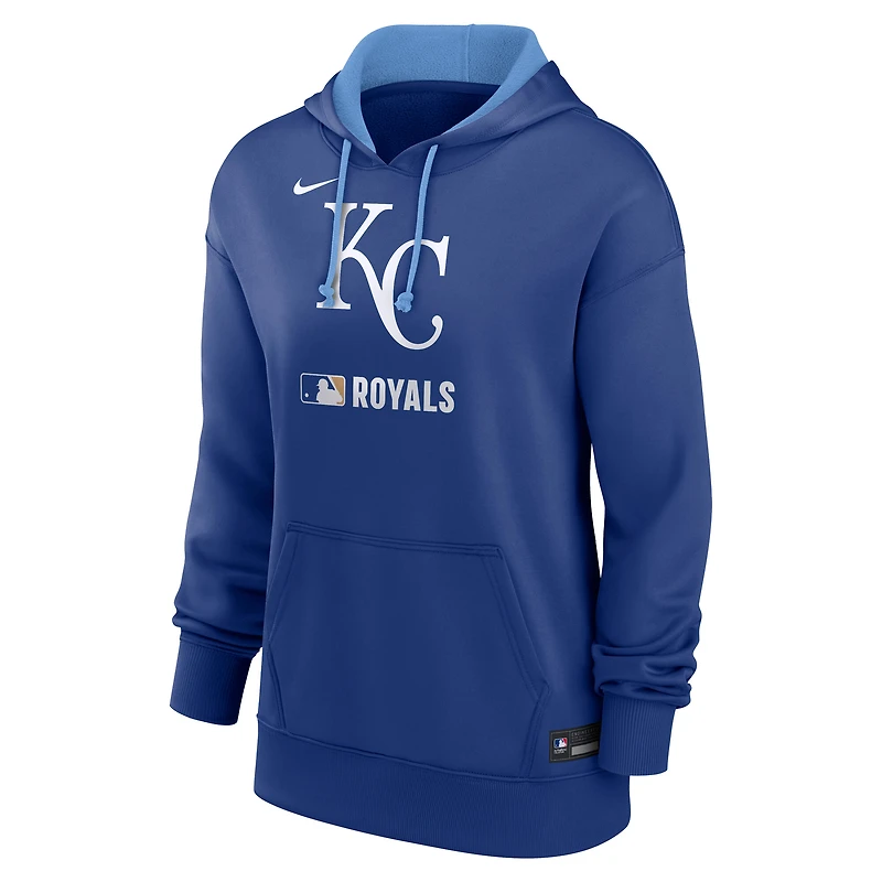 Sweat à capuche Therma authentique Nike Royal Kansas City Royals pour femme
