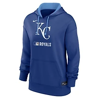 Sweat à capuche Therma authentique Nike Royal Kansas City Royals pour femme