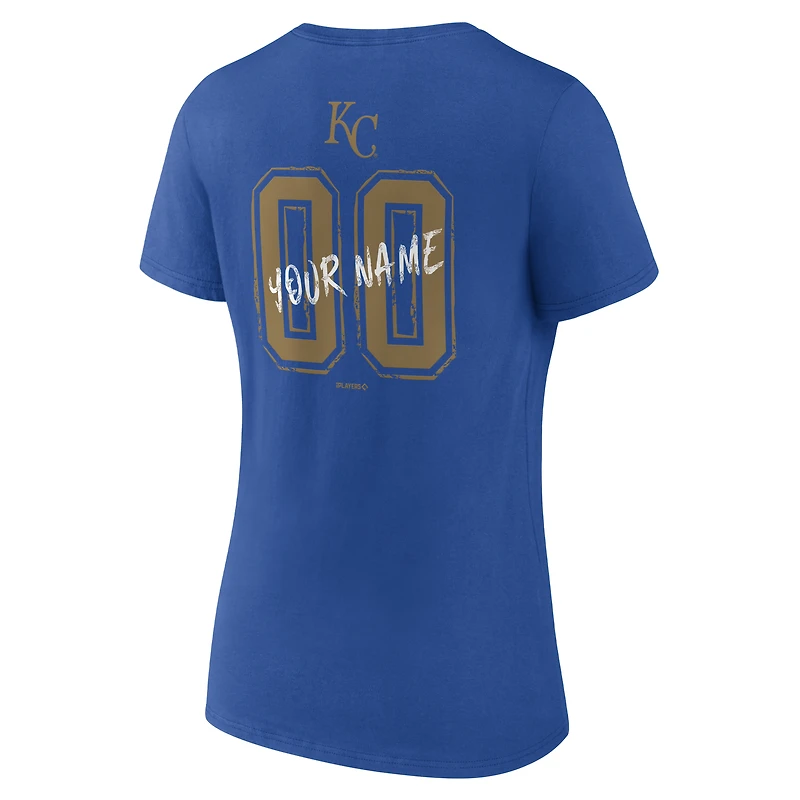 T-shirt à col en V personnalisé avec nom et numéro des Royals de Kansas City pour femmes