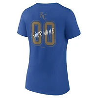 T-shirt à col en V personnalisé avec nom et numéro des Royals de Kansas City pour femmes