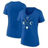 T-shirt col V pour femme Royal Kansas City Royals KC Local