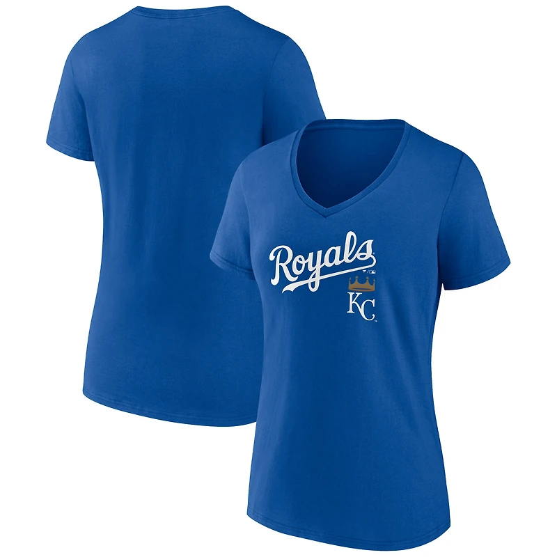 Women's Royal Kansas City Royals Team Lockup V-Neck T-Shirt