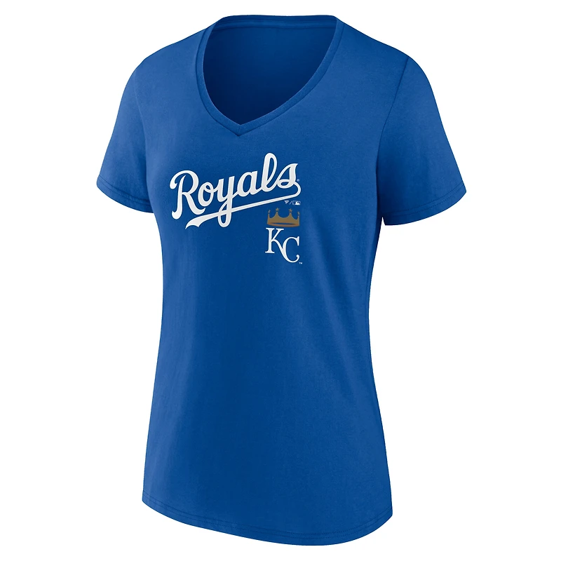 Women's  Royal Kansas City Royals Team Lockup V-Neck T-Shirt