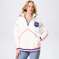 Women's Terez  Cream Kansas City Royals Baseball Stitch Quarter-Zip Pullover