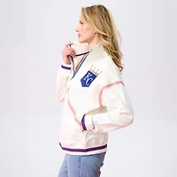 Women's Terez  Cream Kansas City Royals Baseball Stitch Quarter-Zip Pullover