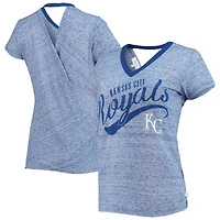 Women's Touch Royal Kansas City Royals Hail Mary Back Wrap Space-Dye V-Neck T-Shirt