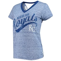 Women's Touch Royal Kansas City Royals Hail Mary Back Wrap Space-Dye V-Neck T-Shirt