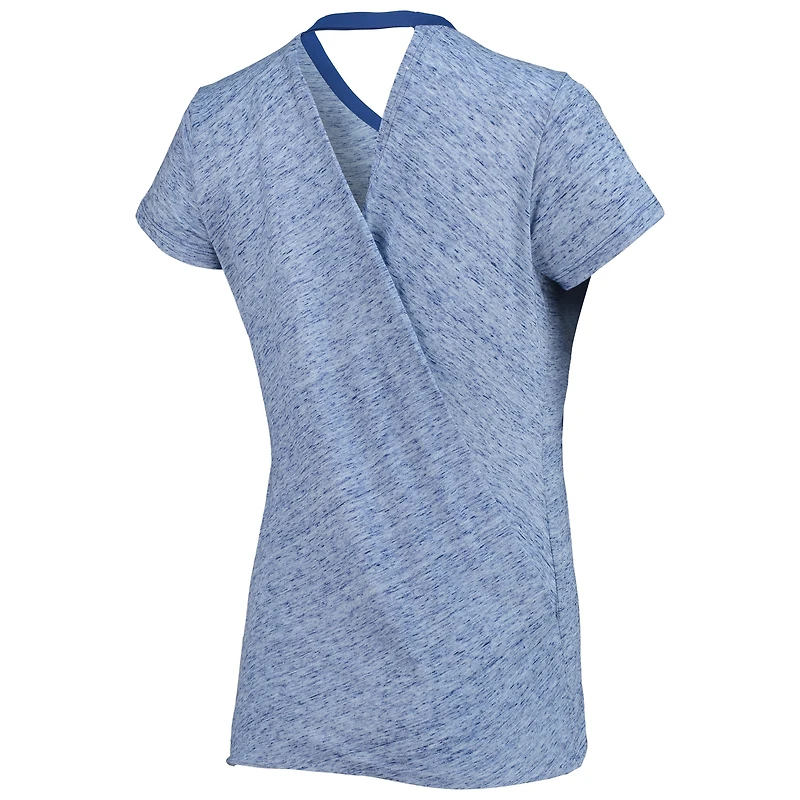 Women's Touch Royal Kansas City Royals Hail Mary Back Wrap Space-Dye V-Neck T-Shirt